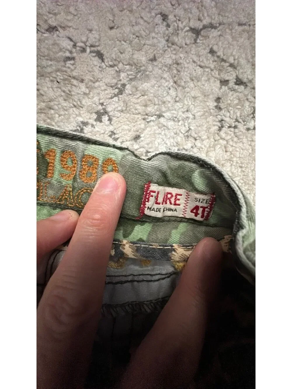 children’s place green camo peace ☮️ bottoms size 4